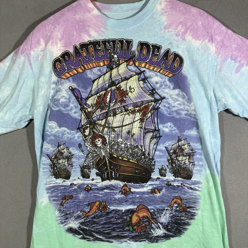 Liquid Blue Grateful Dead Sz M Ship Of Fools Vintage 2001 Tie Dye T Shirt Bears - Picture 2 of 8